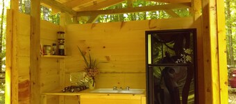 Streamside Campsite plus tiny cabin combines classic camping with rustic charm!!