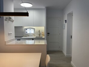 Fridge, microwave, oven, dishwasher