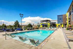 Outdoor pool, a heated pool - Luxury Apt in Denver w/ King Bed + Private Garage (Denver)