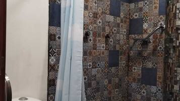 Ducha, toallas, jabón, shampoo