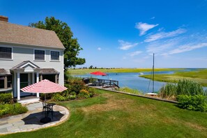 Terrace/patio - Magnificent views of tidal creek from all rooms. Large home has a dock and plenty of space. (Sandwich)
