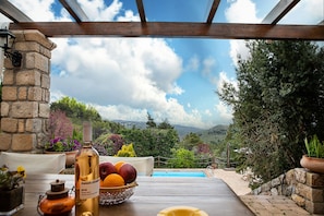 Outdoor dining - Mediterranean villa with private pool, just 40klm from Athens (Varnavas,)