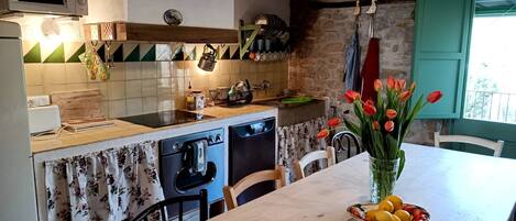 Jääkaappi, mikroaaltouuni, uuni, astianpesukone