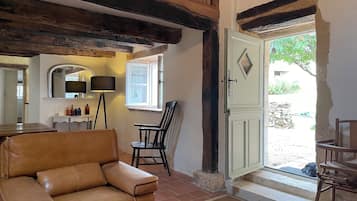 Télévision, cheminée, livres