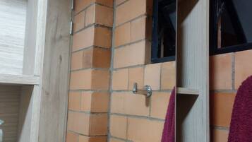 Shower, towels, soap, shampoo