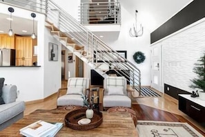 Open Living Room with open staircase