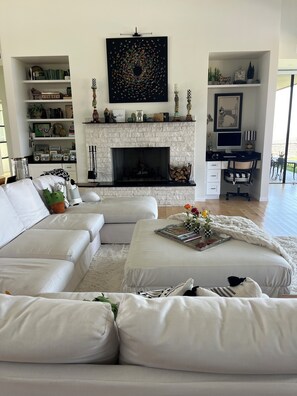 Smart TV, fireplace, computer monitors, printers