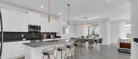 Fridge, microwave, oven, dishwasher