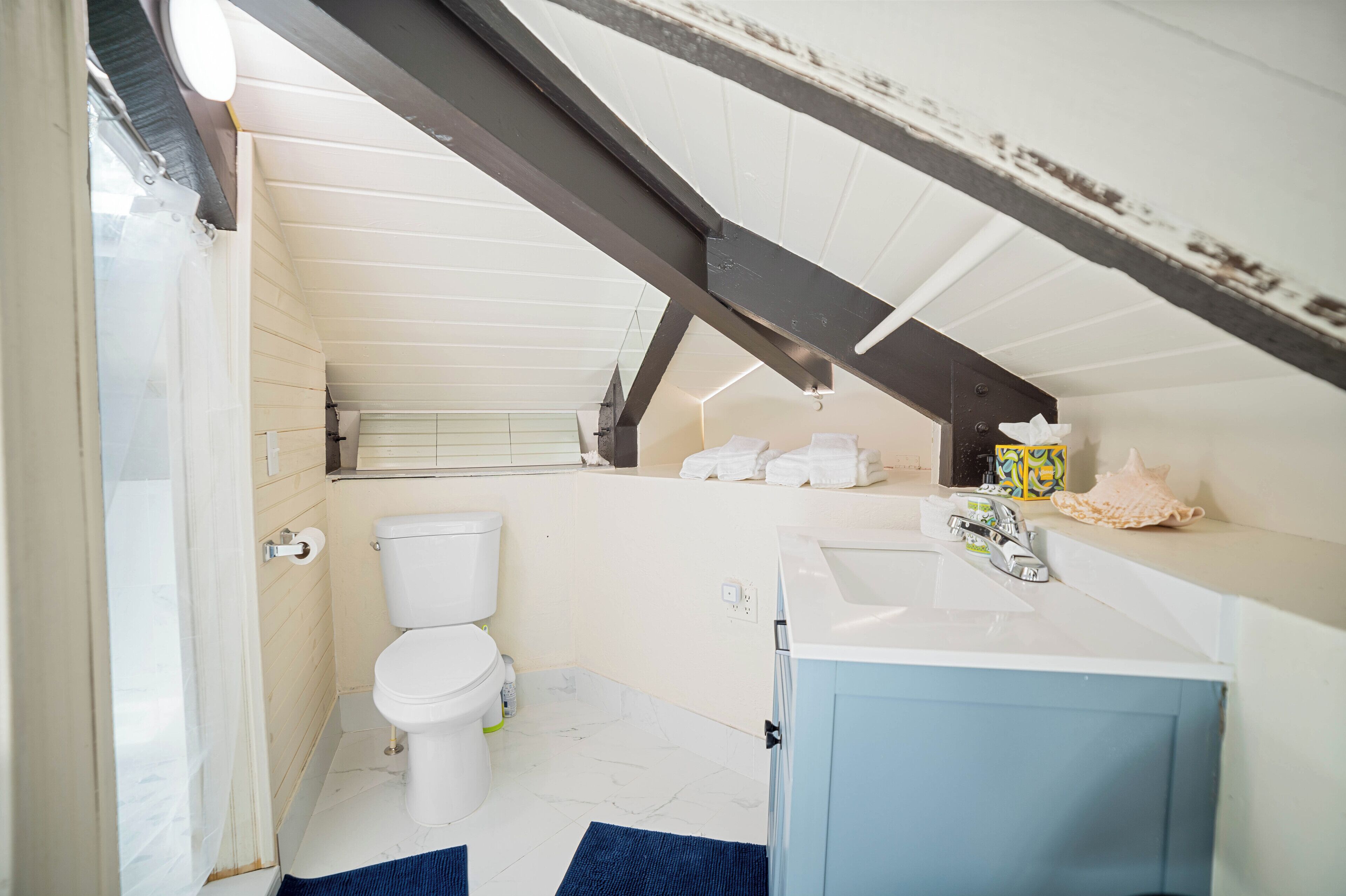 Star Room | Badkamer | Een douche, een regendouche, handdoeken