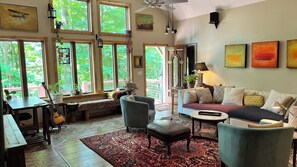 Smart TV, fireplace, stereo, printers