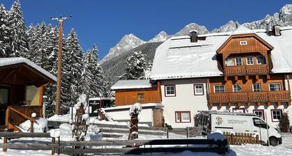Hütte mit Dachsteinblick und direktem Ski- und Langlaufpisten Zugang.