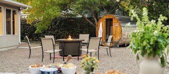 Hot Tub, Fire Pit, and Barrel Sauna, and one left turn to world's best skiing!