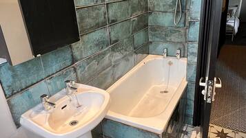 Shower, towels, soap, shampoo