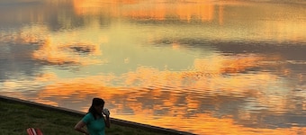 Lakefront  of 240 feet on Private side. Lake and Sunrise view from every room!!!