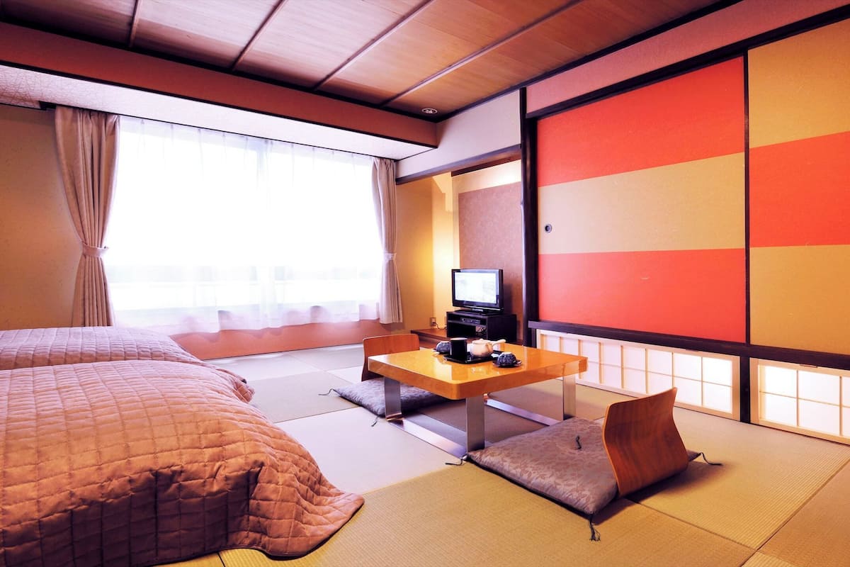 Zimmer im japanischen Stil | 1 Schlafzimmer, Zimmersafe, Verdunkelungsvorhänge, Bettwäsche