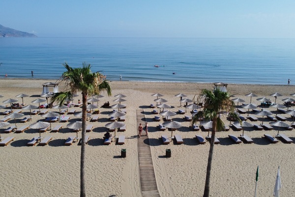 Private beach, beach volleyball