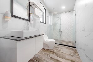 Quadruple Room, Mountain View | Bathroom | Hair dryer, slippers, towels, shampoo