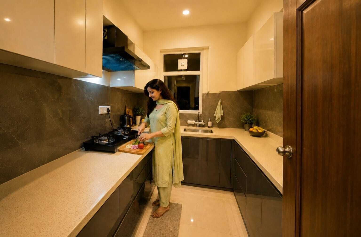 Deluxe Double Room | Private kitchen | Fridge, cookware/dishes/utensils