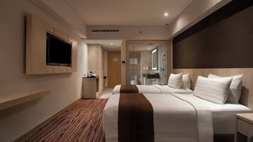 Premium bedding, pillow-top beds, in-room safe, desk