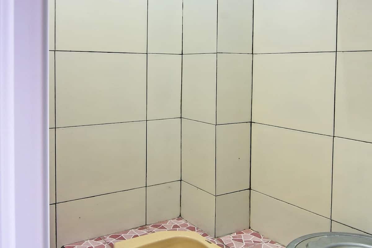 economy single room | bathroom | shower, rainfall showerhead, towels, toilet paper