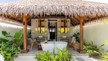 Villa, Private Pool (Sunset Suite) | Bathroom | Rainfall showerhead, free toiletries, hair dryer, bathrobes