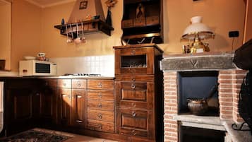 Fridge, oven, stovetop, cookware/dishes/utensils
