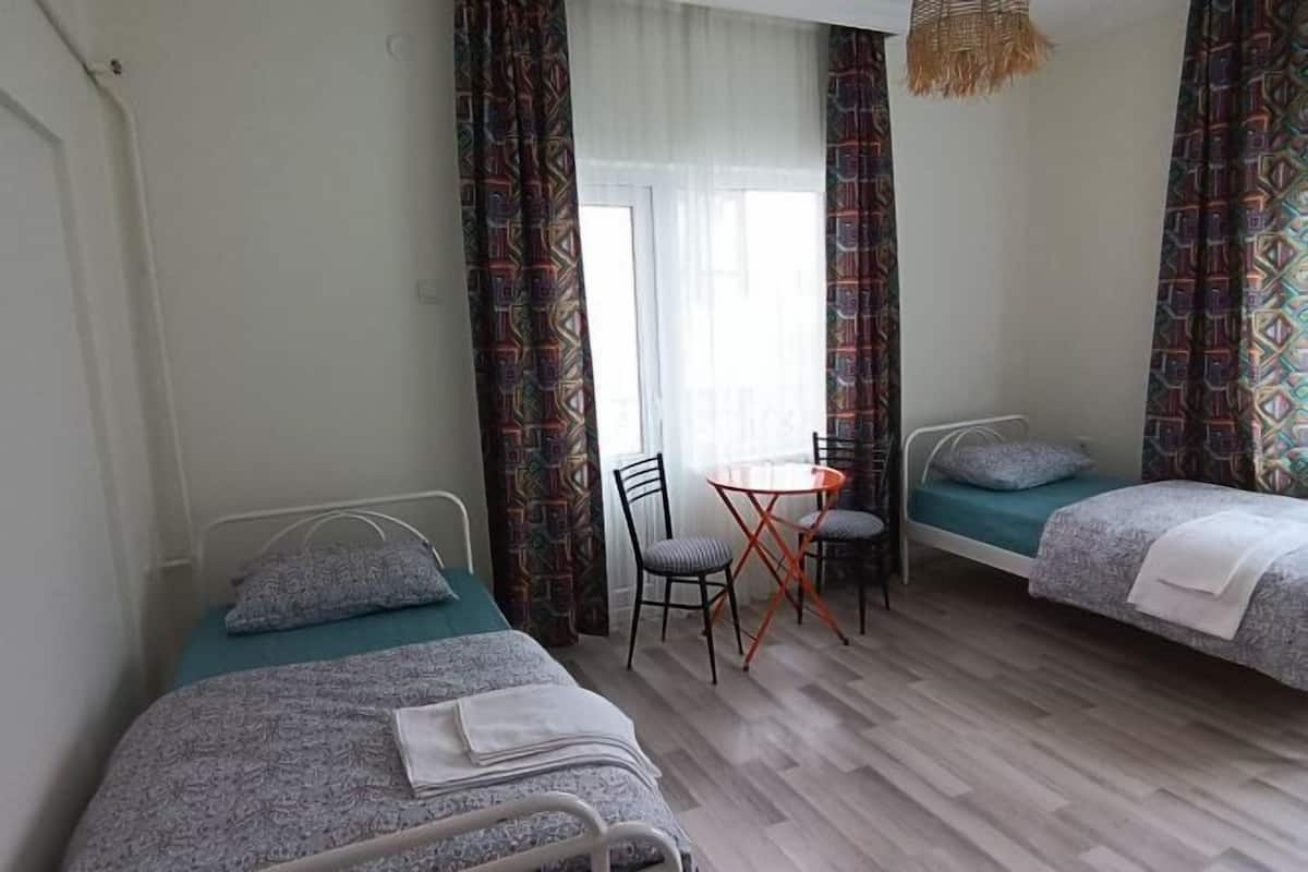 Laptop workspace, free WiFi, bed sheets