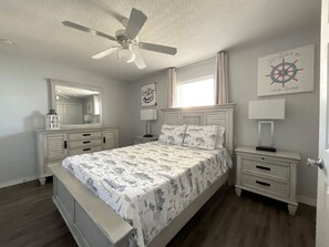 1 bedroom, desk, iron/ironing board, travel cot