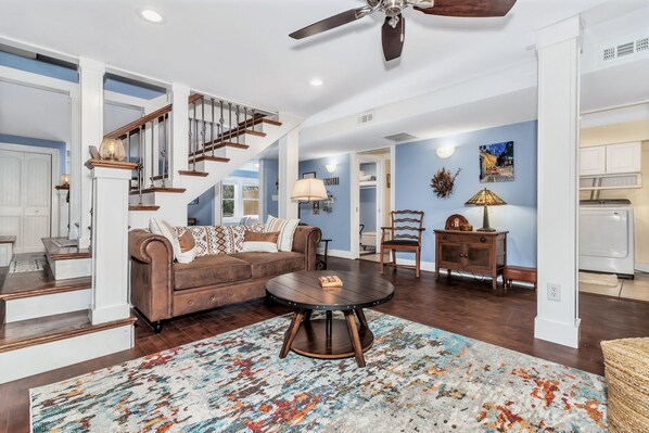 Smart TV, fireplace, video games, foosball