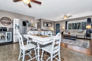 Smart TV, fireplace, video games, foosball