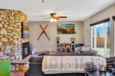 3 bedroom, 2 bath, plus sofa sleeper, dog friendly w. fee, game room with pool table, air hockey, darts.