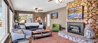 3 bedroom, 2 bath, plus sofa sleeper, dog friendly w. fee, game room with pool table, air hockey, darts.