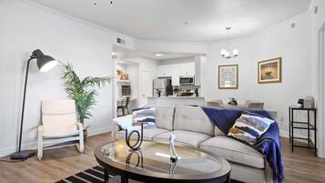 Apartment | Living area | 42-inch Smart TV with digital channels, Netflix, Hulu