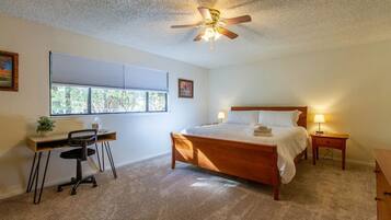 2 bedrooms, desk, iron/ironing board, travel crib