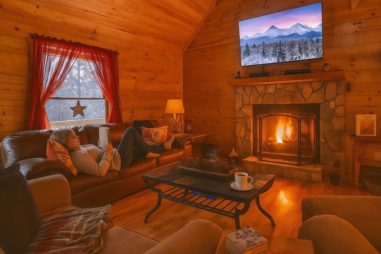 Smart TV, fireplace, foosball, table tennis