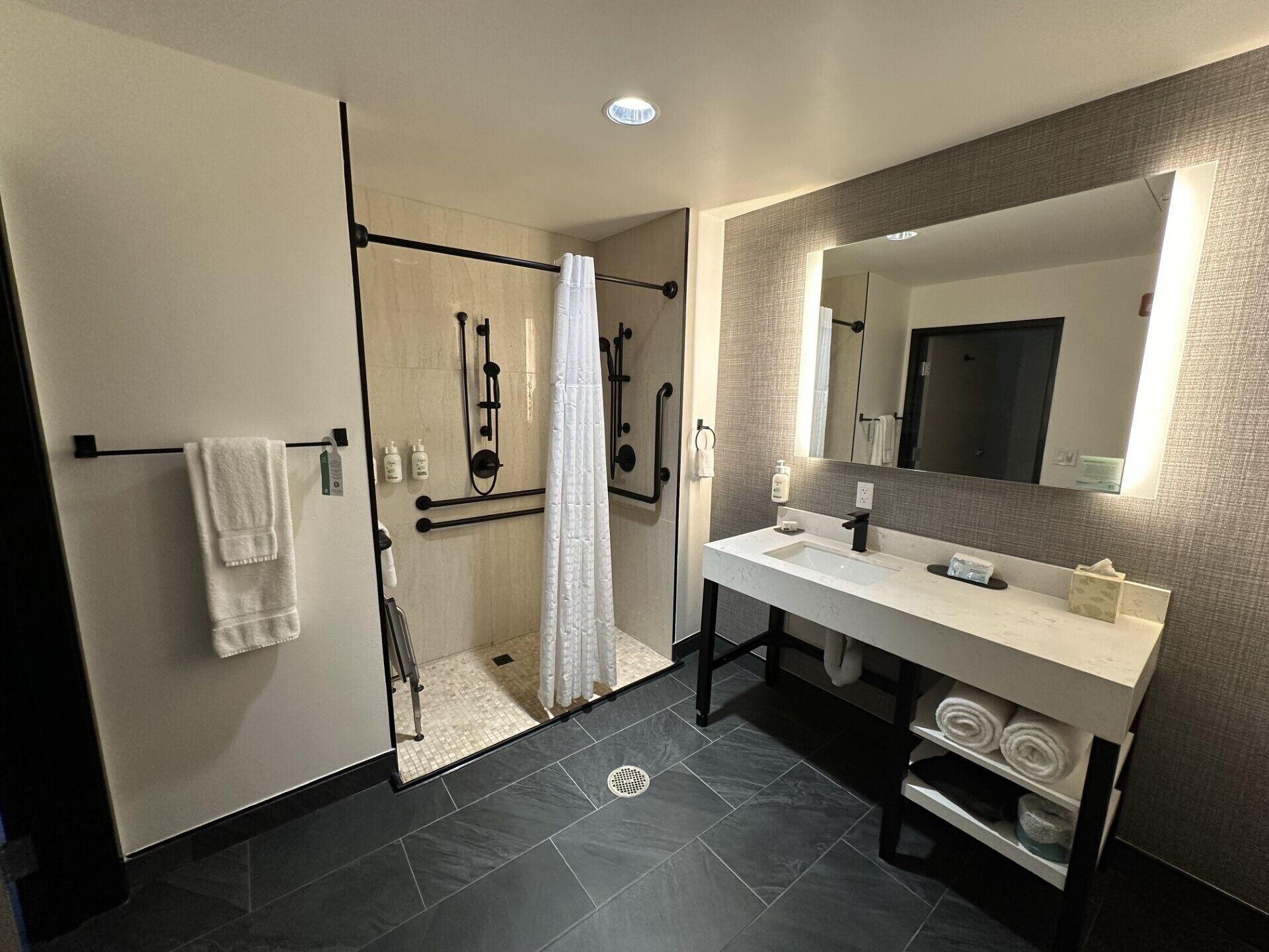 Zimmer, 1 King-Bett, Nichtraucher (Mobility/Hearing, Roll-In Shower) | Badezimmer