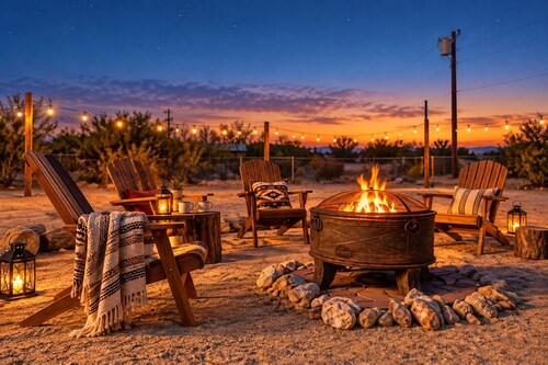 Desert Haven, Fire Pit, Stargazing, 10 mins to JT, sleeps 8, walk to town