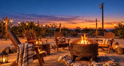 Desert Haven, Fire Pit, Stargazing, 10 mins to JT, sleeps 8, walk to town