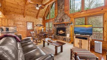 Smart TV, fireplace, DVD player, foosball