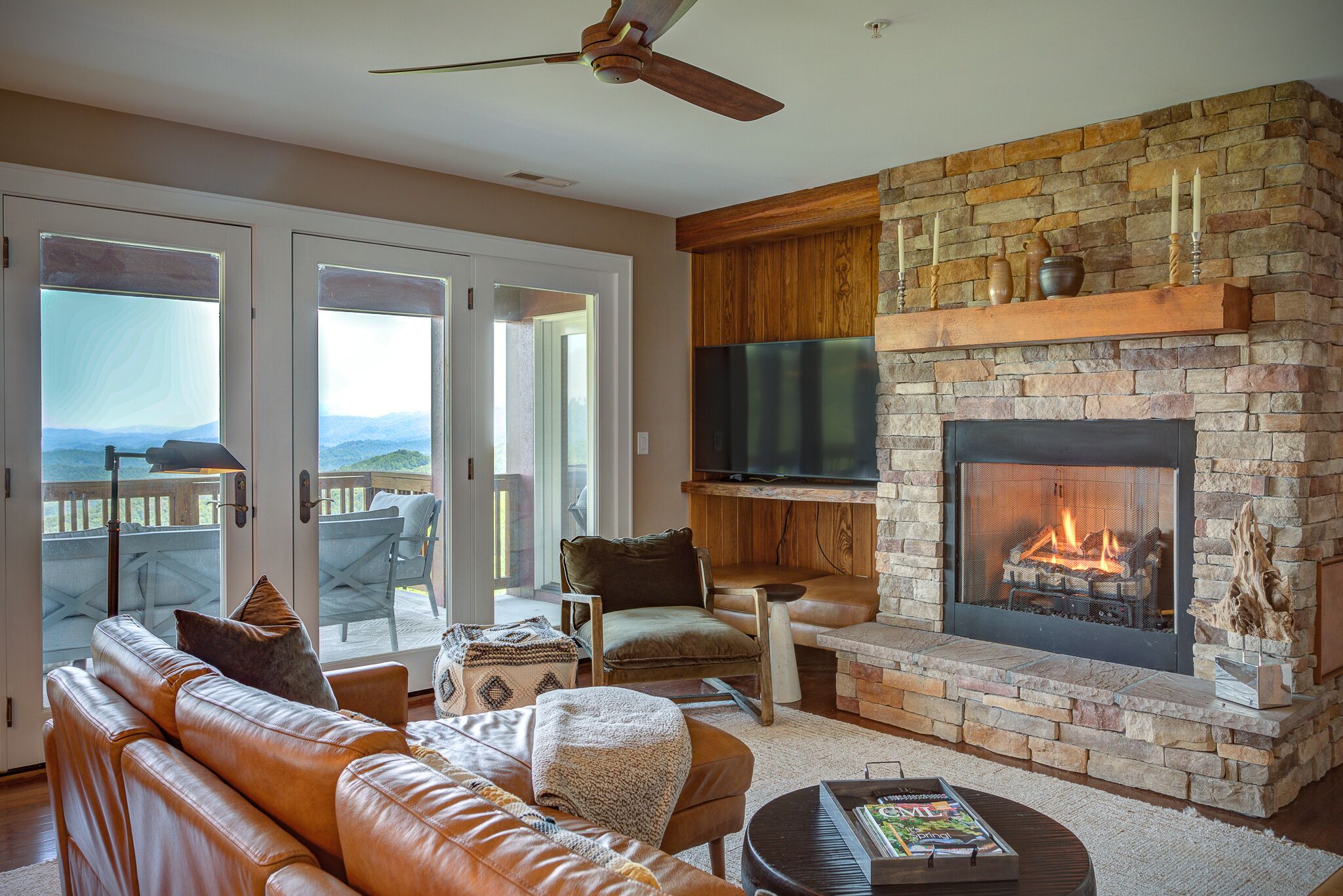 智能电视、壁炉、书