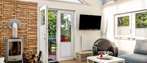 Televisión, chimenea