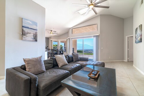 Pristine Home w/ Panoramic Mountain & Desert Views! A step above — LITERALLY — 