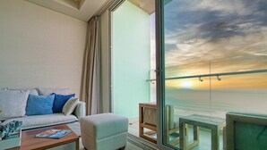 Apartment, 2 Bedrooms, Balcony, City View | Living area - Stunning Beachfront 2bdr Condo Across My Khe Beach (Da Nang)