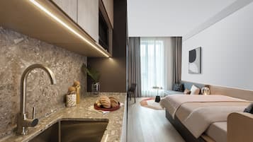 Executive Studio | 1 bedroom, premium bedding, in-room safe, desk