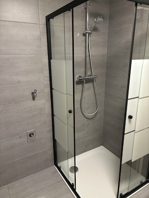 Shower, hair dryer, towels, toilet paper - Ferienwohnung Hof Wehlenbach (Hallenberg)