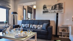 Family House, Multiple Beds, 2 Bathrooms (Despina House Sea View Mirabello) | Living area | Flat-screen TV, fireplace, DVD player - Despina House Sea View Mirabello Crete (Agios Nikolaos)