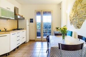 Fridge, stovetop, cookware/dishes/utensils