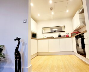 Apartamento, 2 camas de matrimonio | Cocina privada | Frigorífico, microondas, horno y placa de cocina