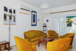 TV, fireplace, DVD player, books