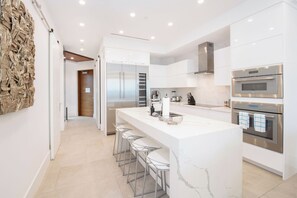 Fridge, microwave, oven, stovetop - Rum Point Resort #308 (Seven Mile Beach)